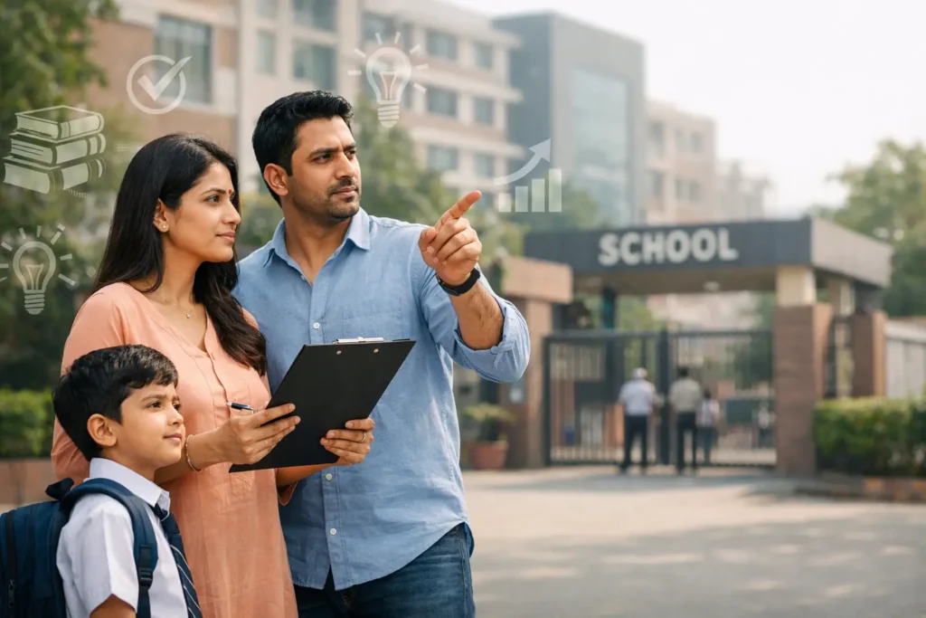Parents evaluating a CBSE school in Delhi while planning their child’s admission